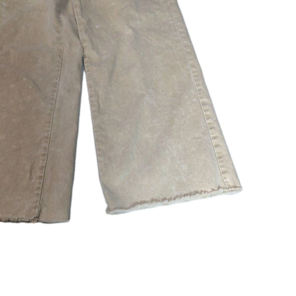 Easel Los Angeles Wide Leg Pants Medium Beige Button Fly High Rise Raw Hem Boho - Picture 10 of 16